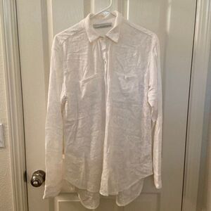 Stillwater Long Sleeve White Button Down Shirt Top Embroidered Women's Small